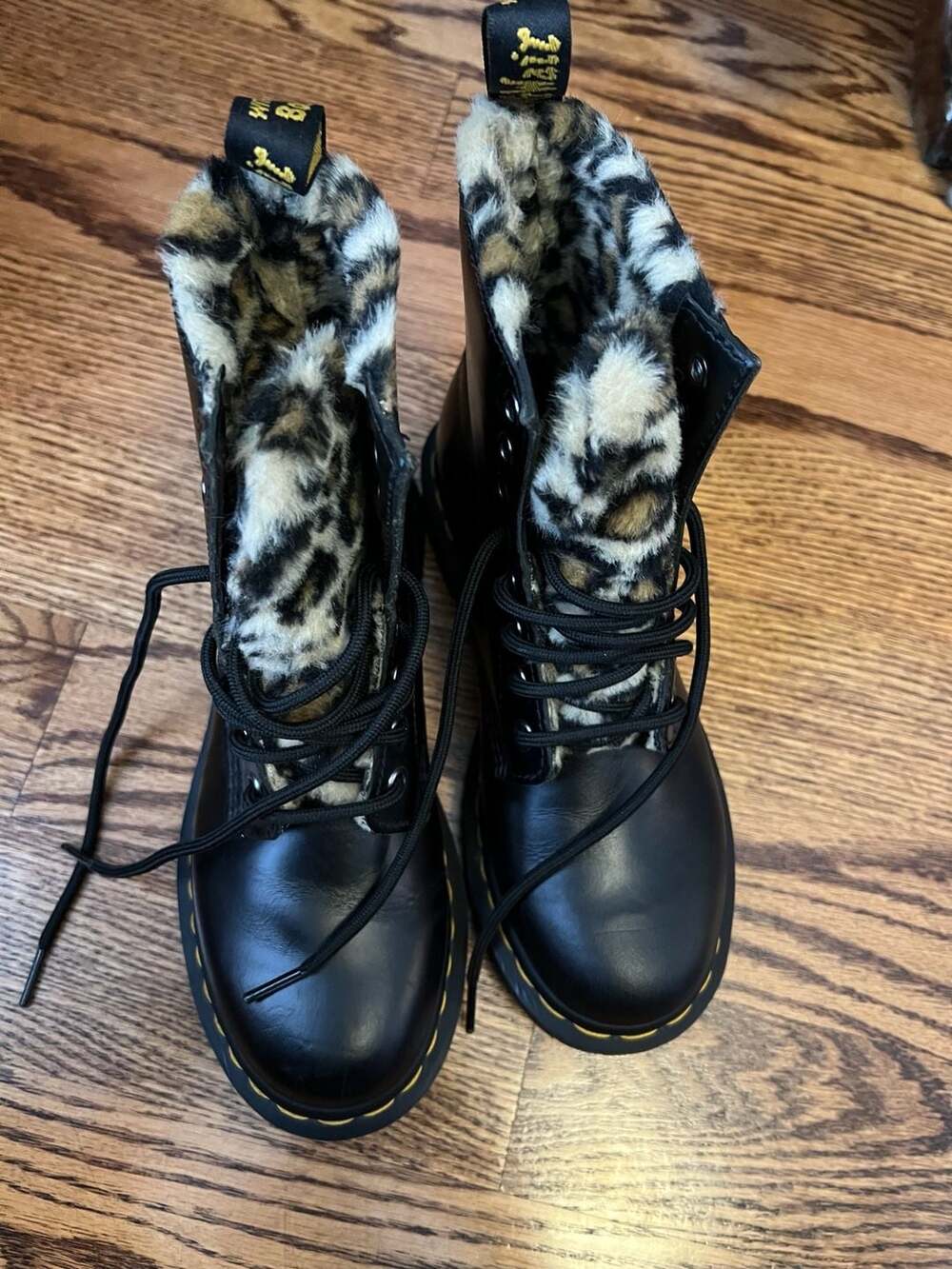 Dr. Martens 1460 Serena Leopard Faux Fur Lined Boots